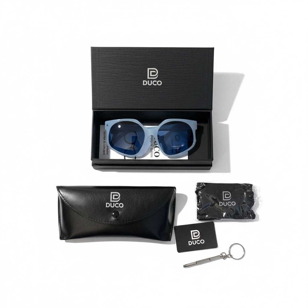 DUCO Retro Oversized Sunglasses White Frame Dark Lens DC1108 NEW With Case & Box